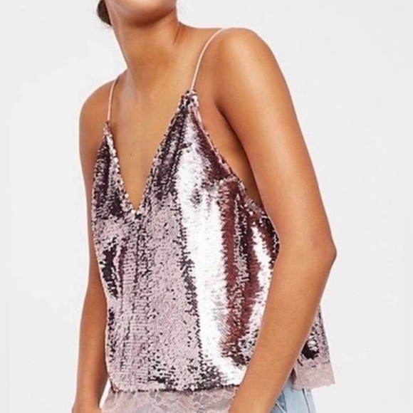 Free People swinging sequin surplice cami Size Small EUC - Picture 3 of 4